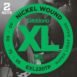 D'Addario EXL220TP Nickel Wound Bass Guitar Strings, Super Light, 40-95, 2 Sets, Long Scale EXL220TP D'Addario $41.90