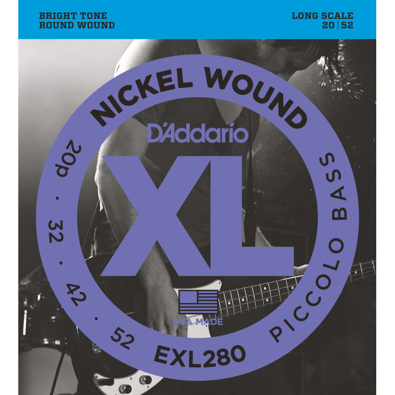 D'Addario EXL280 Nickel Wound Piccolo Bass Strings, 20-52, Long Scale EXL280 D'Addario $20.38