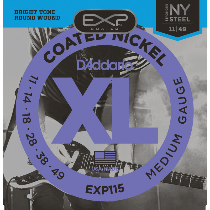 D'Addario EXP115 Coated Electric Guitar Strings, Medium/Blues/Jazz, 11-49 EXP115 D'Addario $14.39