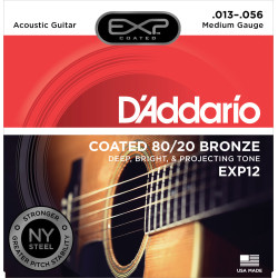D'Addario EXP12 Coated 80/20 Bronze Acoustic Guitar Strings, Medium, 13-56 EXP12 D'Addario $15.29
