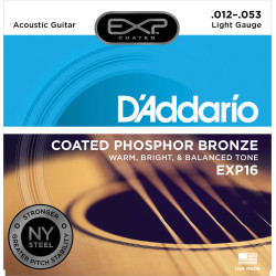 D'Addario EXP16 Coated Phosphor Bronze Acoustic Guitar Strings, Light, 12-53 EXP16 D'Addario $16.62