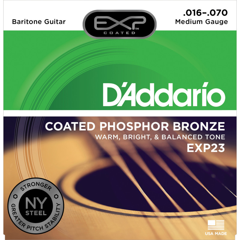 D'Addario EXP23 EXP Coated Baritone Guitar Strings, 16-70