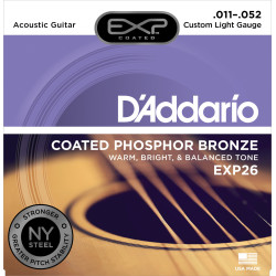 D'Addario EXP26 Coated Phosphor Bronze Acoustic Guitar Strings, Custom Light, 11-52 EXP26 D'Addario $16.62