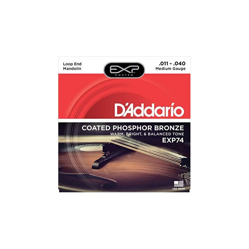 D'Addario EXP74 Coated Phosphor Bronze Mandolin Strings, Medium, 11-40 EXP74 D'Addario $16.62