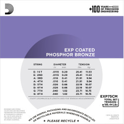 D'Addario EXP74CM Coated Phosphor Bronze Mandolin Strings, Custom Medium, 11.5-40 EXP74CM D'Addario $16.62