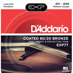 D'Addario EXP77 Coated 80/20 Bronze Mandolin Strings, Medium, 11-40 EXP77 D'Addario $16.70