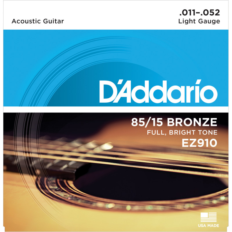 D'Addario EZ910 85/15 Bronze Acoustic Guitar Strings, Light, 11-52