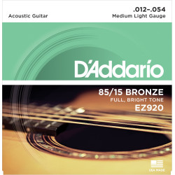 D'Addario EZ920 85/15 Bronze Acoustic Guitar Strings, Medium Light, 12-54 EZ920 D'Addario $5.82