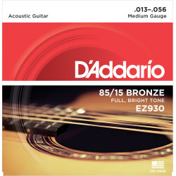 D'Addario EZ930 85/15 Bronze Acoustic Guitar Strings, Medium, 13-56