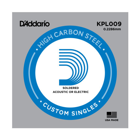D'Addario KPL009 Soldered Twist Reinforced Single String, .009
