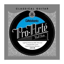 D'Addario LCH-3B Pro-Arte Lightly Polished Silver Plated Copper on Composite Core Classical Guitar Half Set, Hard Tension