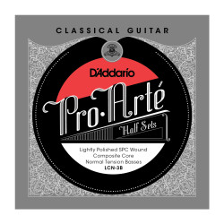 D'Addario LCN-3B Pro-Arte Lightly Polished Silver Plated Copper on Composite Core Classical Guitar Half Set, Normal Tension L...