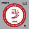 D'Addario LE016 Plain Steel Loop End Single String, .016