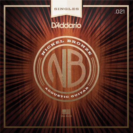 D'Addario NB021 Nickel Bronze Wound Acoustic Guitar Single String, .021 NB021 D'Addario $3.09