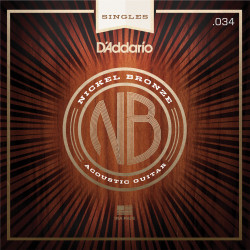 D'Addario NB034 Nickel Bronze Wound Acoustic Guitar Single String, .034