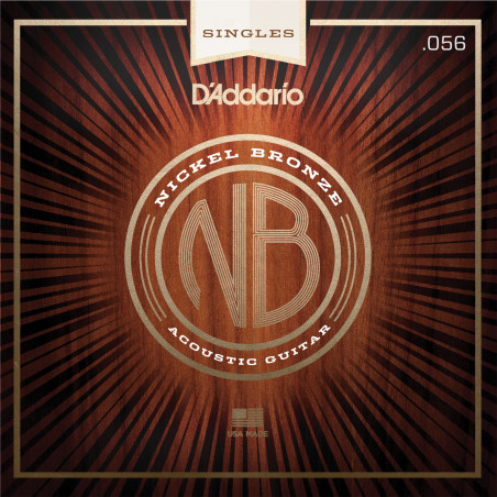 D'Addario NB056 Nickel Bronze Wound Acoustic Guitar Single String, .056 NB056 D'Addario $4.39
