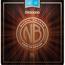 D'Addario NB1047-12 Nickel Bronze Acoustic Guitar Strings, Light 12-String, 10-47