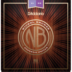 D'Addario NB1152 Nickel Bronze Acoustic Guitar Strings, Custom Light, 11-52