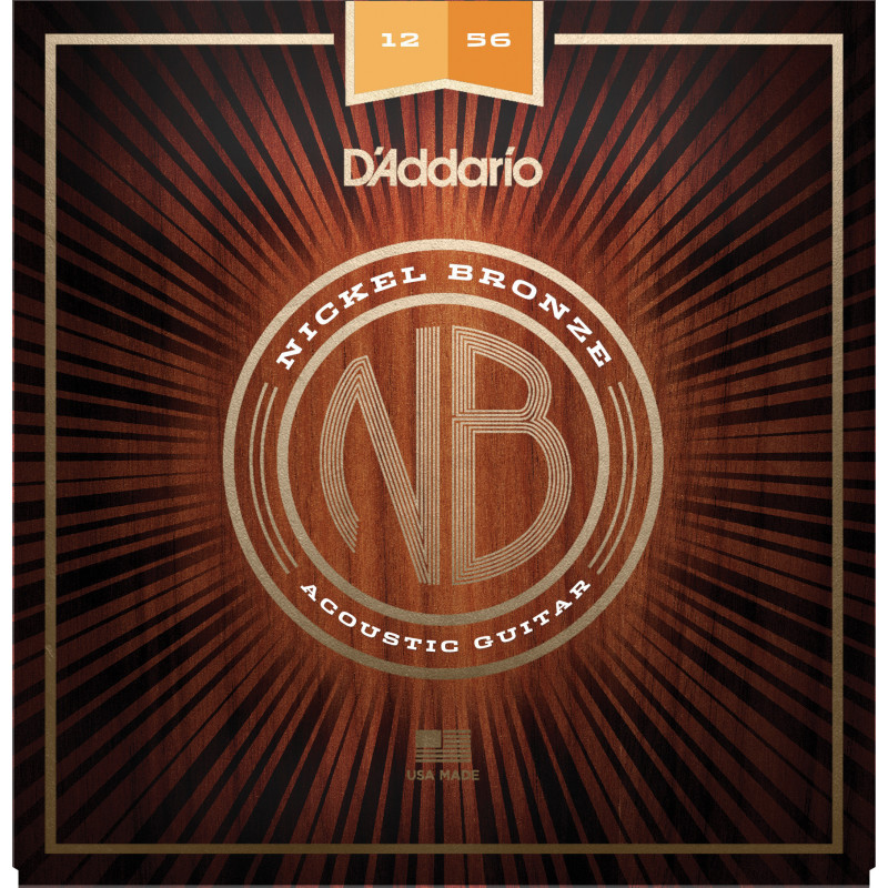 D'Addario NB1253 Nickel Bronze Acoustic Guitar Strings, Light Top / Med Bottom, 12-56 NB1256 D'Addario $11.38