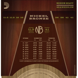 D'Addario NBM11541 Nickel Bronze Mandolin Strings, Light, 11.5-41