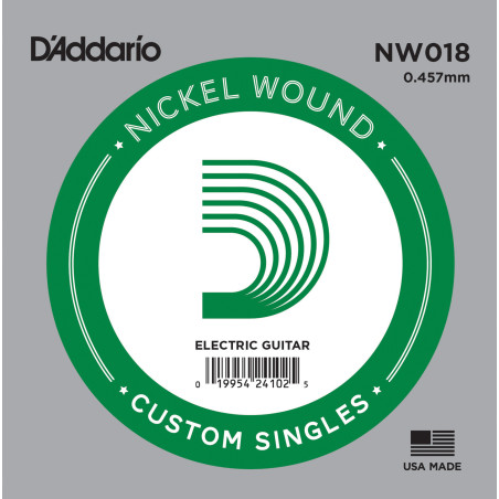 D'Addario NW018 Nickel Wound Electric Guitar Single String, .018 NW018 D'Addario $2.18