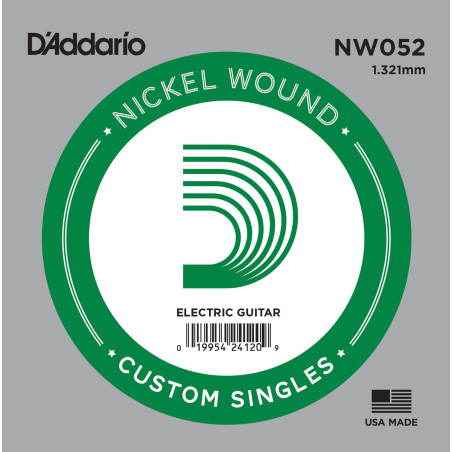 D'Addario NW052 Nickel Wound Electric Guitar Single String, .052 NW052 D'Addario $3.12