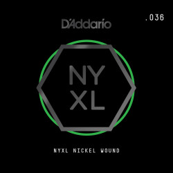 D'Addario NYXL Nickel Wound Electric Guitar Single String, .036