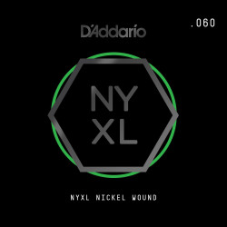 D'Addario NYXL Nickel Wound Electric Guitar Single String, .060 NYNW060 D'Addario $5.72