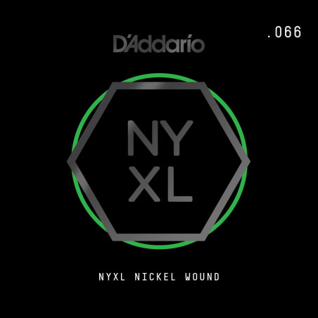 D'Addario NYXL Nickel Wound Electric Guitar Single String, .066 NYNW066 D'Addario $6.39