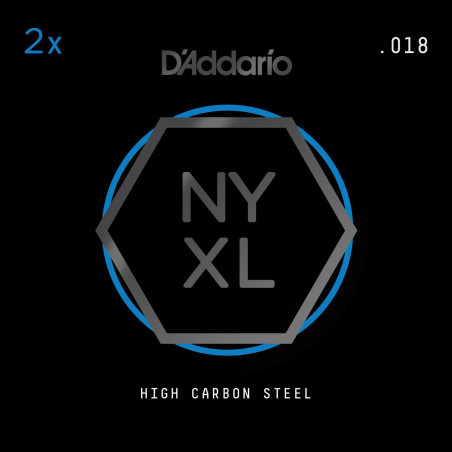 D'Addario NYXL 2-Pack Plain Steel Guitar Strings, .018