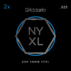 D'Addario NYXL 2-Pack Plain Steel Guitar Strings, .020