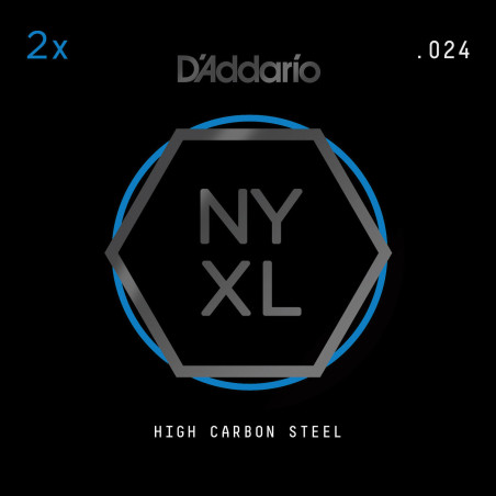D'Addario NYXL 2-Pack Plain Steel Guitar Strings, .024