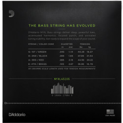 D'Addario NYXL45105 Nickel Wound Bass Guitar Strings, Light Top / Med Bottom, 45-105, Long Scale NYXL45105 D'Addario $42.99