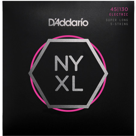 D'Addario NYXL45130SL Nickel Wound Bass Guitar Strings, Regular Light 5-String, 45-130, Super Long Scale NYXL45130SL D'Addari...