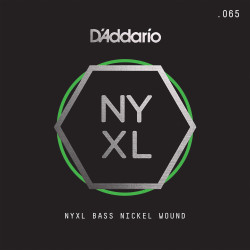 D'Addario NYXLB065, NYXL Nickel Wound Bass Guitar Single String, Long Scale, .065