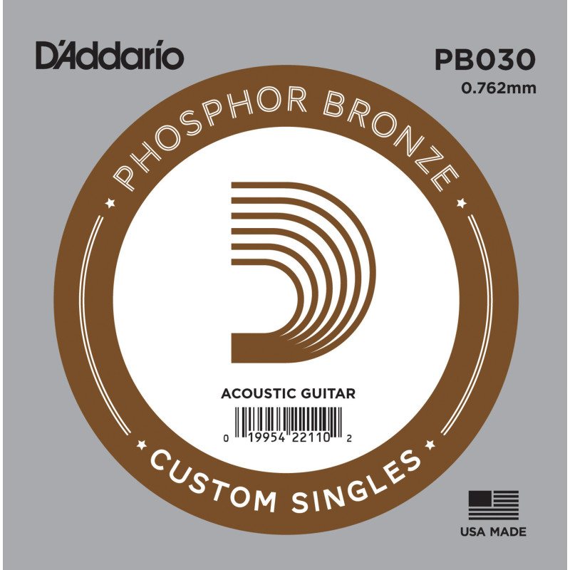 D'Addario PB030 Phosphor Bronze Wound Acoustic Guitar Single String, .030 PB030 D'Addario $2.81