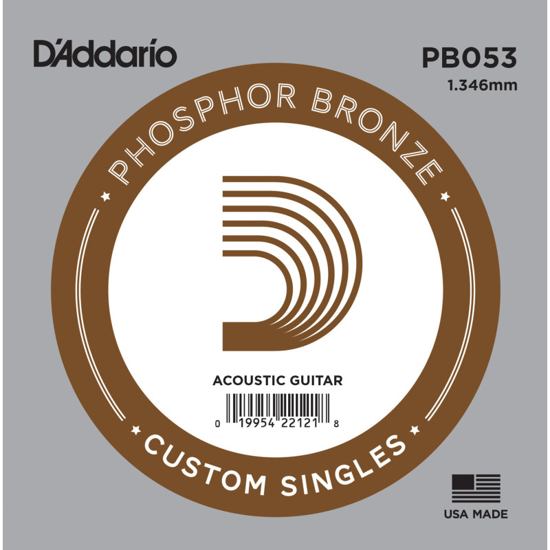D'Addario PB053 Phosphor Bronze Wound Acoustic Guitar Single String, .053 PB053 D'Addario $3.09
