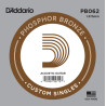 D'Addario PB062 Phosphor Bronze Wound Acoustic Guitar Single String, .062