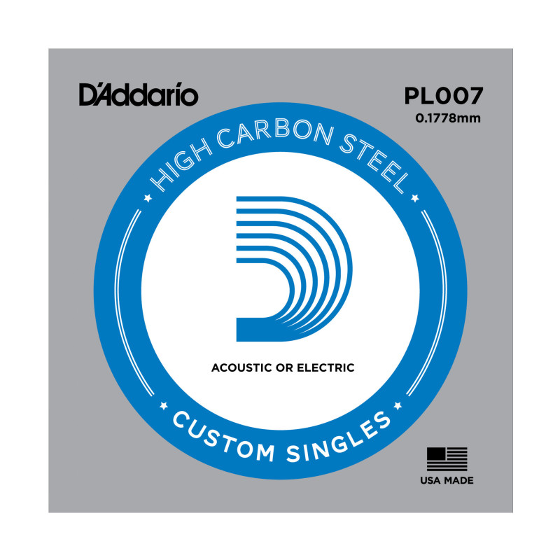 D'Addario PL007 Plain Steel Guitar Single String, .007 PL007 D'Addario $1.40
