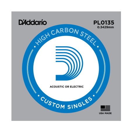 D'Addario PL0135 Plain Steel Guitar Single String, .0135