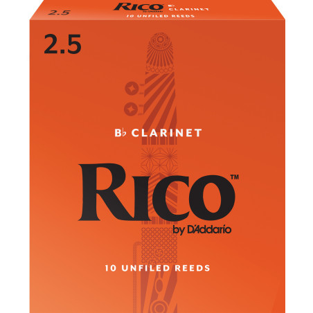 Rico Bb Clarinet Reeds, Strength 2.5, 10-pack RCA1025 D'Addario Woodwinds $17.22