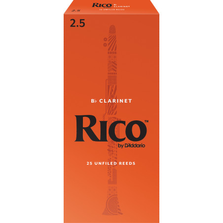 Rico Bb Clarinet Reeds, Strength 2.5, 25-pack RCA2525 D'Addario Woodwinds $41.01