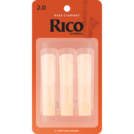 Rico Bass Clarinet Reeds, Strength 2.0, 3-pack REA0320 D'Addario Woodwinds $12.04