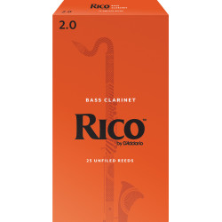 Rico Bass Clarinet Reeds, Strength 2.0, 25-pack REA2520 D'Addario Woodwinds $87.96