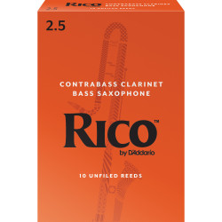 Rico Contrabass Clarinet Reeds, Strength 2.5, 10-pack RFA1025 D'Addario Woodwinds $56.15