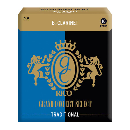 Rico Grand Concert Select Traditional Bb Clarinet Reeds, Strength 2.5, 10-pack RGC10BCL250 D'Addario Woodwinds $27.63