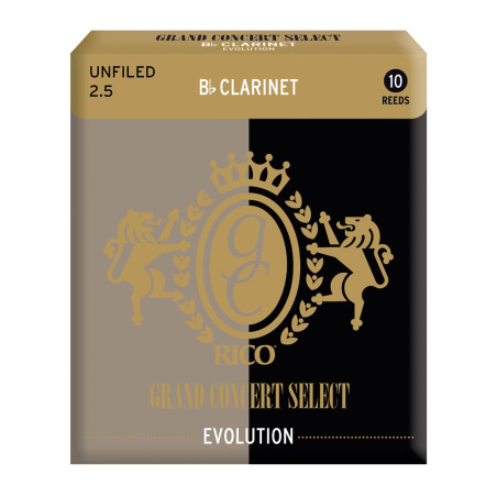 Rico Grand Concert Select Evolution Bb Clarinet Reeds, Strength 2.5, 10-pack RGE10BCL250 D'Addario Woodwinds $33.89