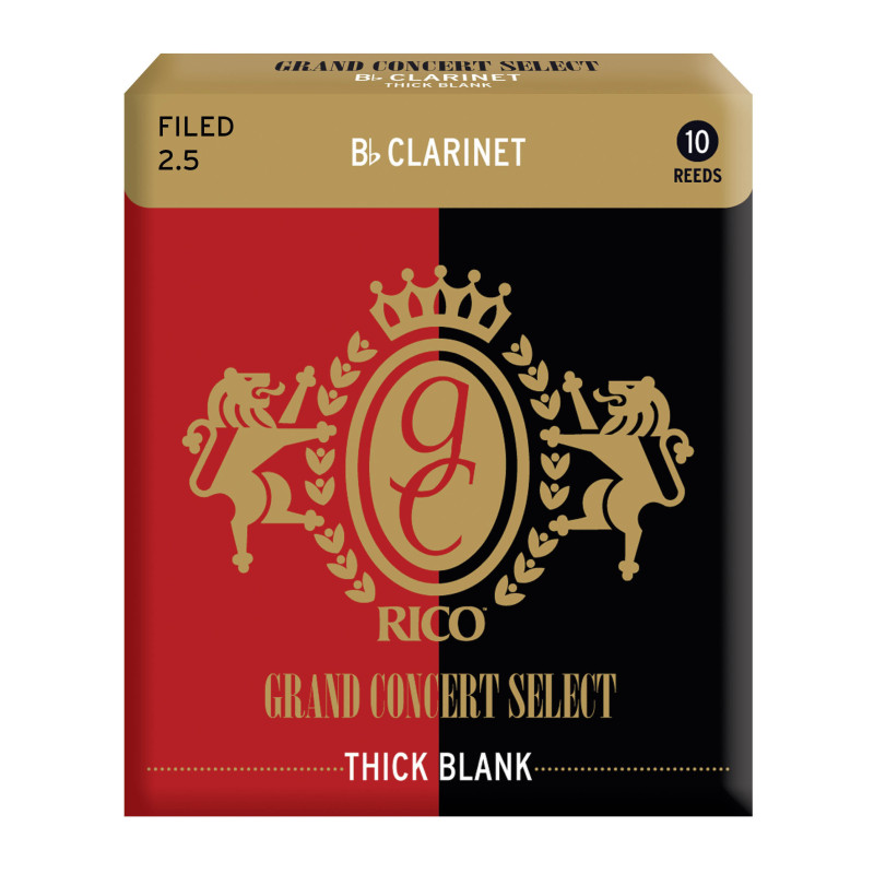 Rico Grand Concert Select Thick Blank Bb Clarinet Reeds, Filed, Strength 2.5, 10-pack RGT10BCL250 D'Addario Woodwinds $28.23