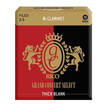 Rico Grand Concert Select Thick Blank Bb Clarinet Reeds, Filed, Strength 2.5, 10-pack RGT10BCL250 D'Addario Woodwinds $28.23