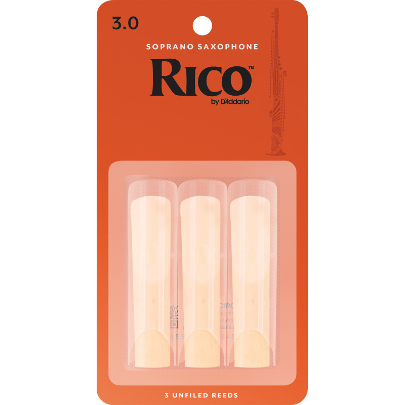 Rico Soprano Sax Reeds, Strength 3.0, 3-pack RIA0330 D'Addario Woodwinds $8.83
